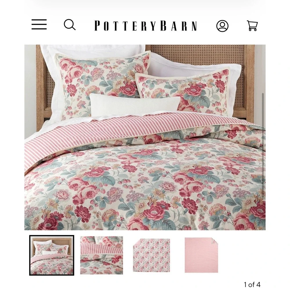 POTTERY BARN Duvet Cottagecore Shabby Chic French Country Full/Queen